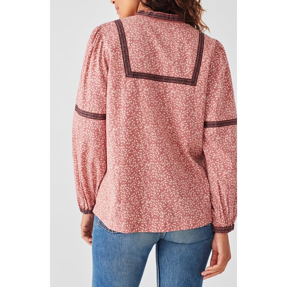 FAHERTY aurora top mauve leaf batik organic cotton - Picture 9 of 9